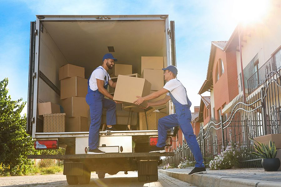 Team moving furniture